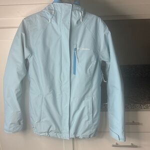 XS Columbia Sky Blue Hooded Ski Jacket with removable inner jacket